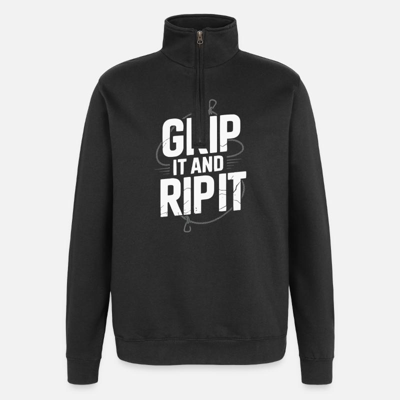 Klettern Bergsteigen Karabiner Bouldern - Quarter-Zip-Sweatshirt - Schwarz