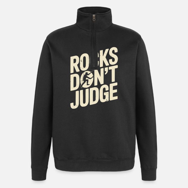 Klettern Bergsteigen Karabiner Bouldern - Quarter-Zip-Sweatshirt - Schwarz
