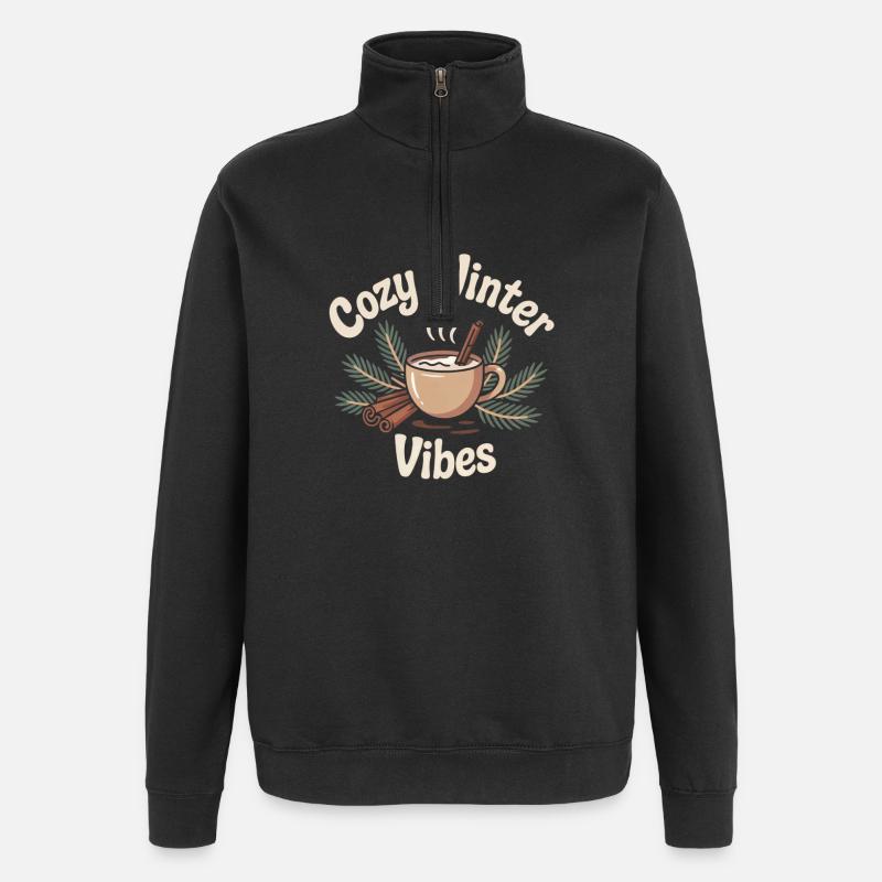 Ambiance hivernale chaleureuse – Motif d’hiver chaud - Sweat à zip 1/4 - noir