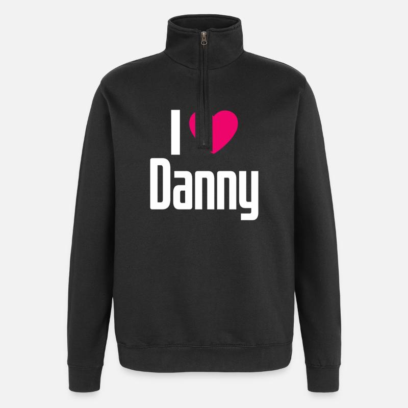J’aime Danny Coeur rose J’aime Danny - Sweat à zip 1/4 - noir