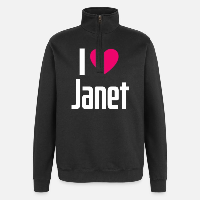 J’aime Janet Pink Heart J’aime Janet - Sweat à zip 1/4 - noir