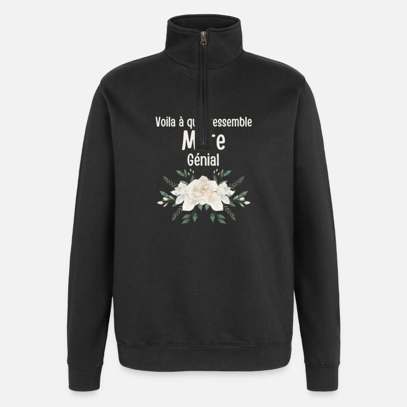 Fantastische Blumenmutter - Quarter-Zip-Sweatshirt - Schwarz