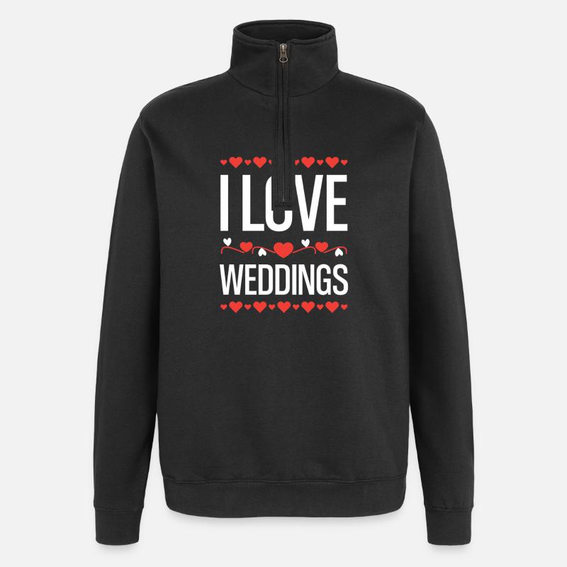 J’aime les cœurs de mariages - Sweat à zip 1/4 - noir