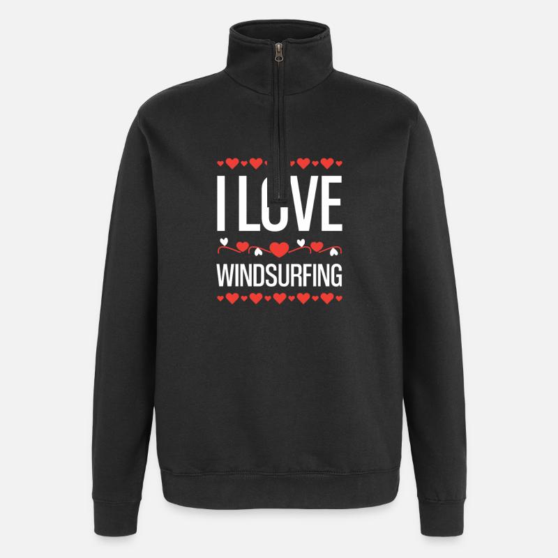 I Love Windsurfing - Quarter-Zip Sweatshirt - black