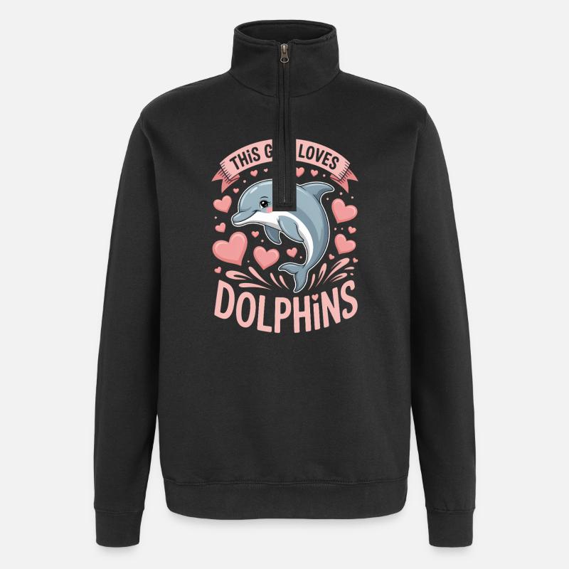 Delfin Spruch Mädchen Lustiges Delfin Geschenk - Quarter-Zip-Sweatshirt - Schwarz