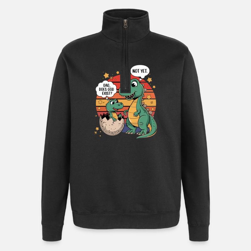 Dino Existenz Frage - Quarter-Zip-Sweatshirt - Schwarz