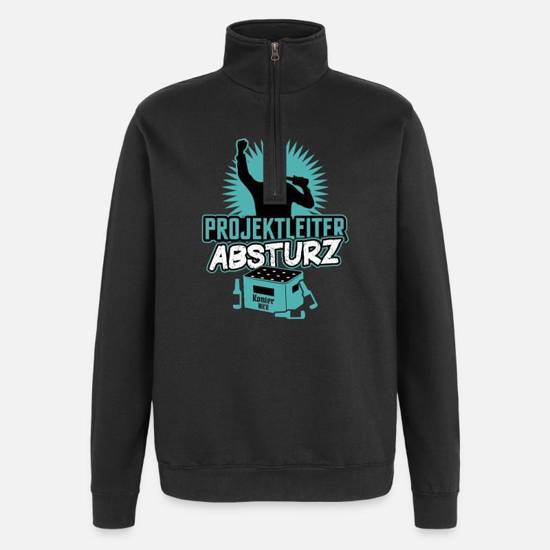 Projektleiter Absturz  - Quarter-Zip-Sweatshirt - Schwarz