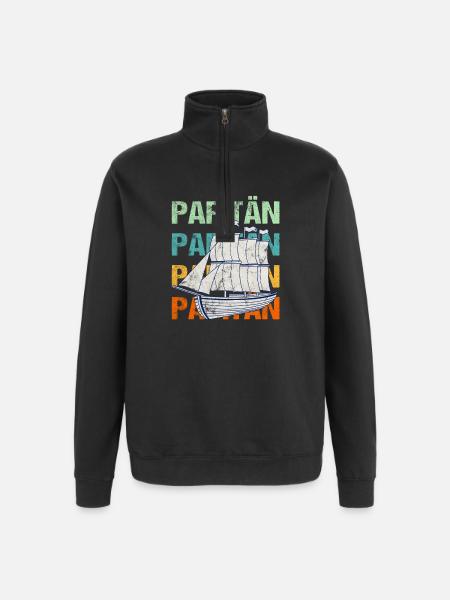 PAPITÄN Sailing Ship / Father, Daddy - Quarter-Zip Sweatshirt - black