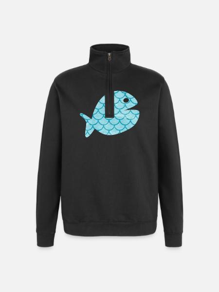 Fish Scales Pattern Sea Maritime Ocean Hamburg - Quarter-Zip Sweatshirt - black
