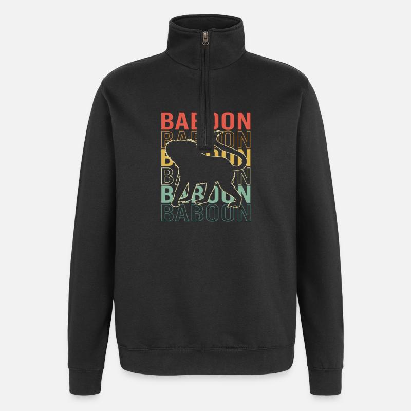 Baboon Baboon Primate Monkey Monkey - Quarter-Zip Sweatshirt - black