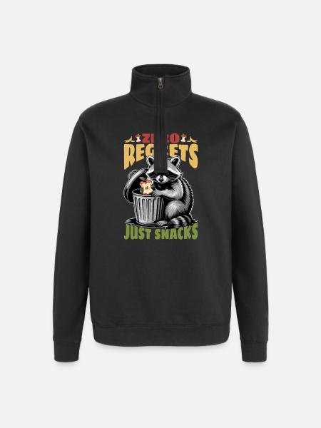 Funny Raccoon - Quarter-Zip-Sweatshirt - Schwarz