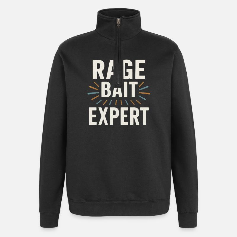 Rage Bait Expert, Funny Saying  - Quarter-Zip Sweatshirt - black