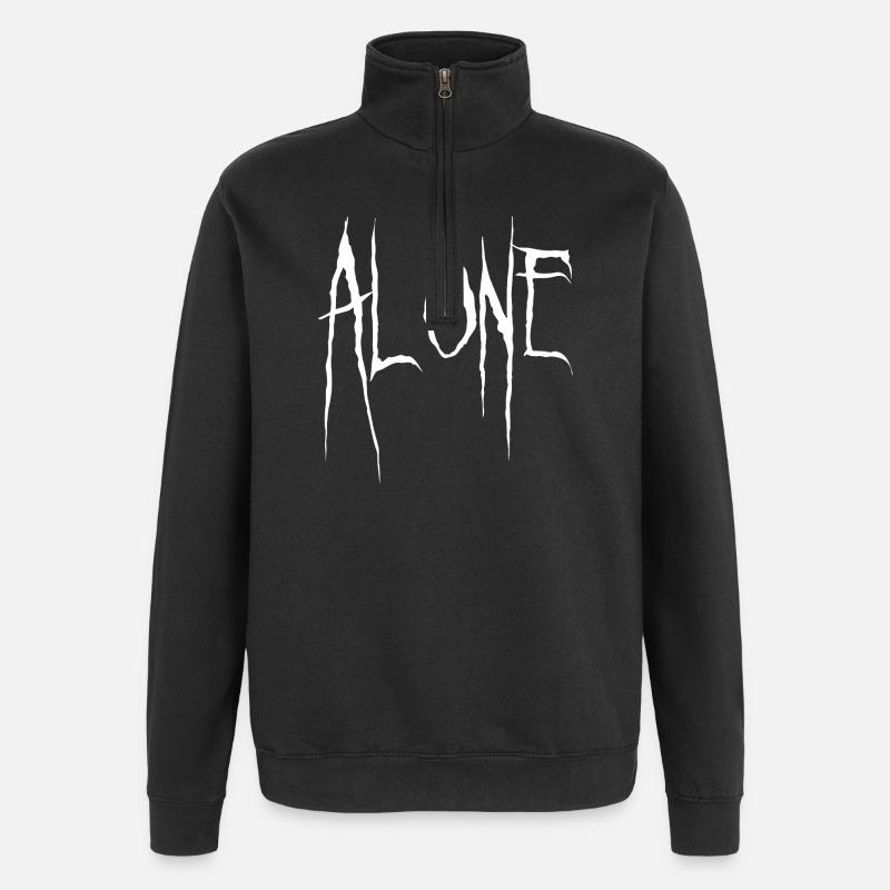 Typographie déchiquetée Alone - Sweat à zip 1/4 - noir