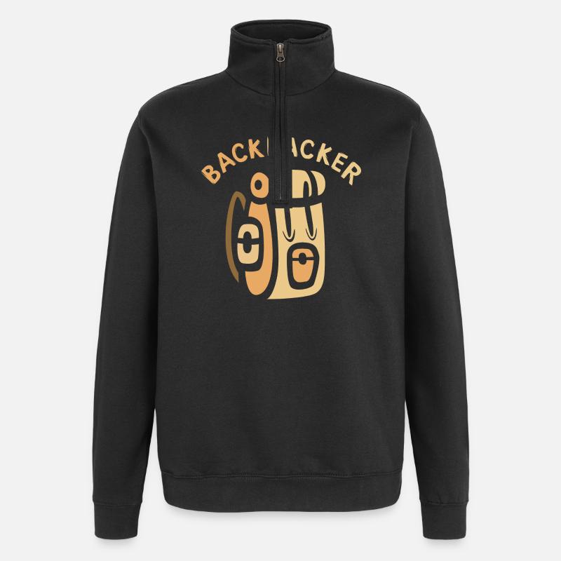 Backpacker Comic Backpack Design - Quarter-Zip Sweatshirt - black