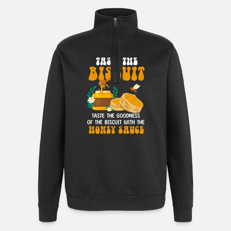 Honig-Keks-Bienen-Genuss - Quarter-Zip-Sweatshirt - Schwarz