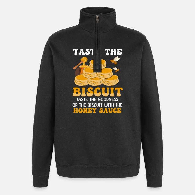 Honey Glazed Biscuit Stack - Quarter-Zip Sweatshirt - black