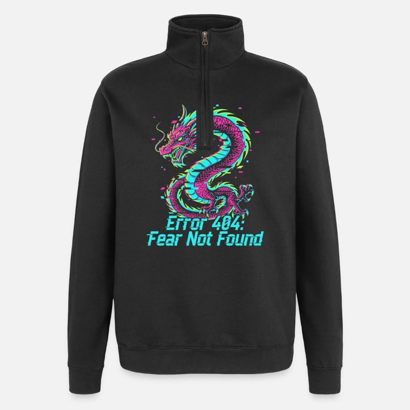 Drache Neon 404 Glitch - Quarter-Zip-Sweatshirt - Schwarz