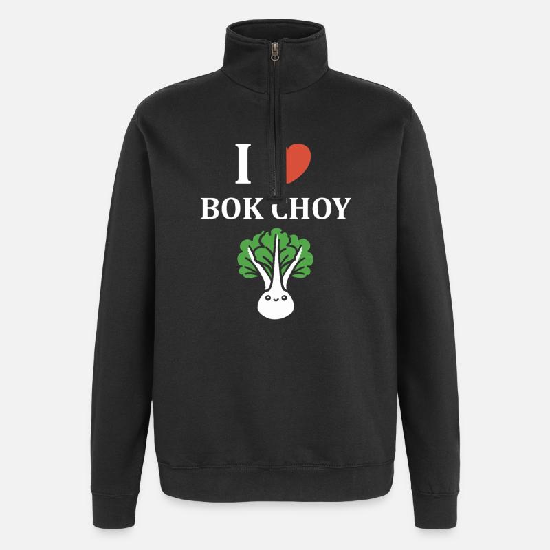 J'aime Bok Choy Tee Vert - Sweat à zip 1/4 - noir