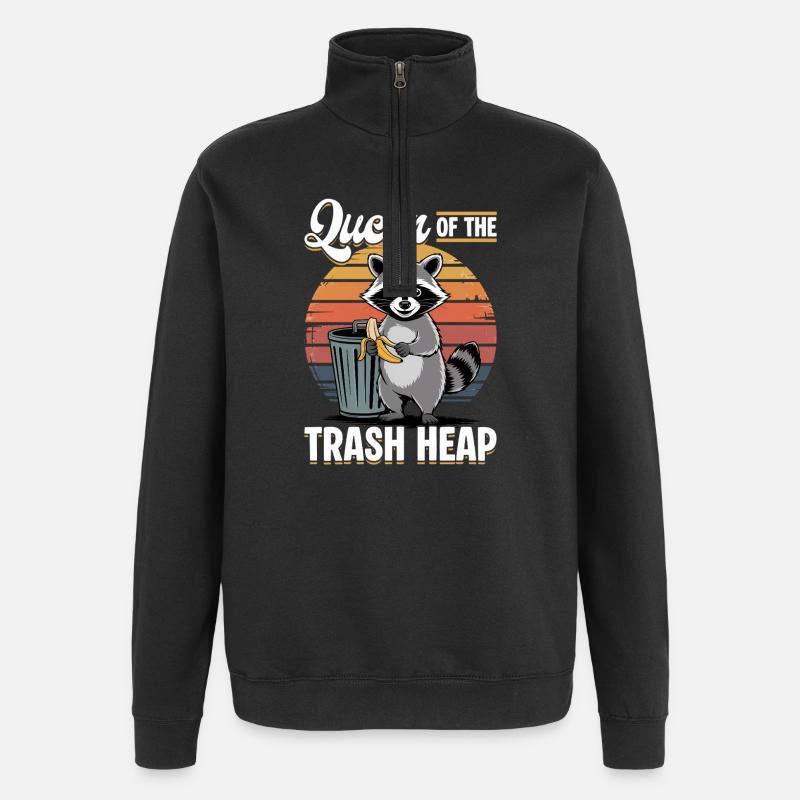 Funny Raccoon - Quarter-Zip Sweatshirt - black