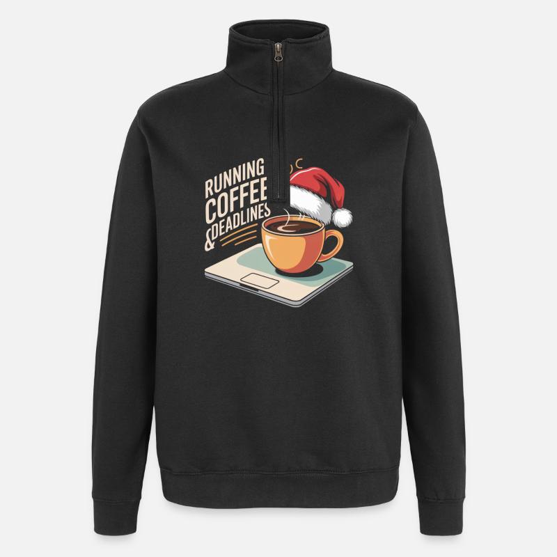 Humour de bureau de Noël - Sweat à zip 1/4 - noir