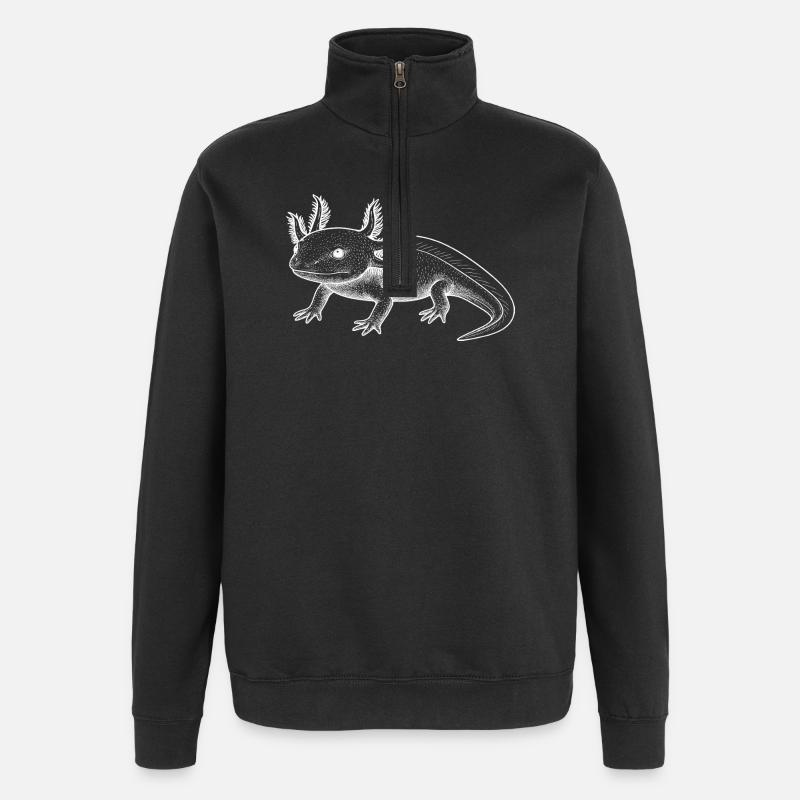 Axolotl Line Style – White - Quarter-Zip Sweatshirt - black