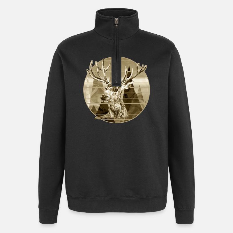 Hirsch - Quarter-Zip-Sweatshirt - Schwarz