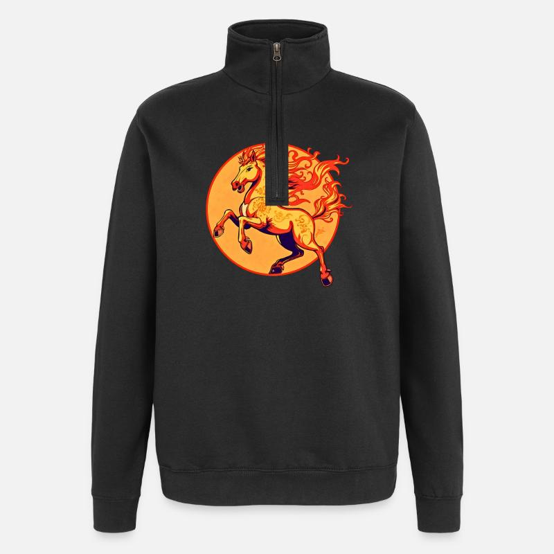 Feuerpferd Chinesisches Tierkreiszeichen - Quarter-Zip-Sweatshirt - Schwarz