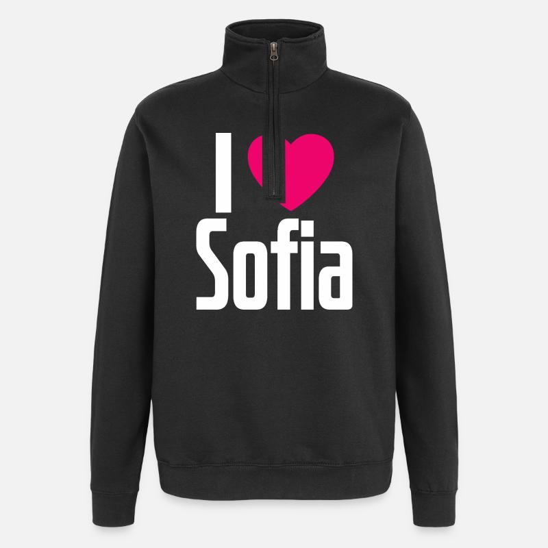 J’aime Sofia Coeur rose J’aime Sofia - Sweat à zip 1/4 - noir