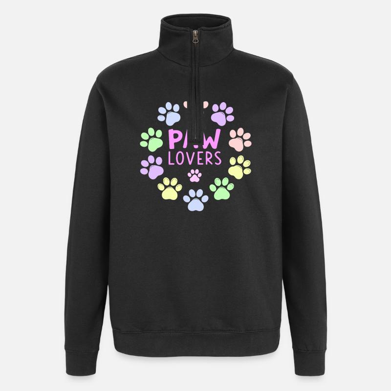 PAW LOVERS Rose Empreintes Pastel - Sweat à zip 1/4 - noir