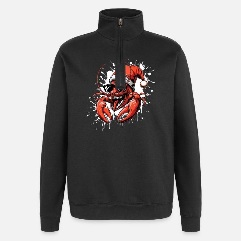 Crabe de homard Noël drôle - Sweat à zip 1/4 - noir