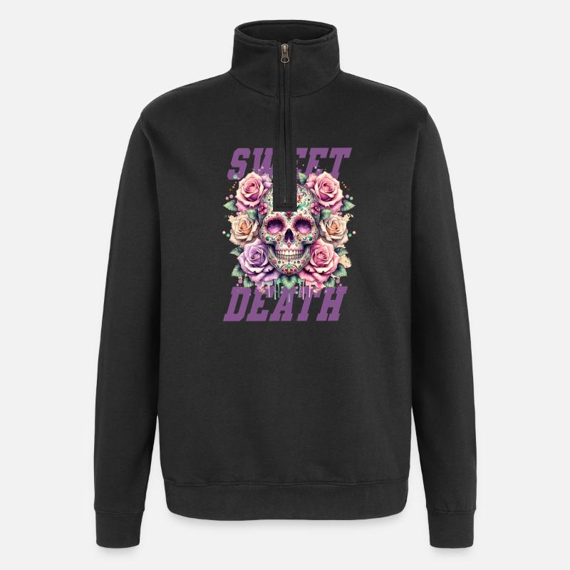Flowers Skull Beauty Bloom - Quarter-Zip Sweatshirt - black