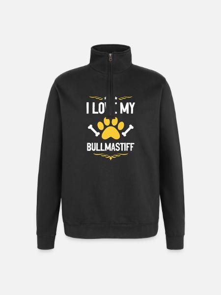 I love Bullmastiff - Quarter-Zip Sweatshirt - black