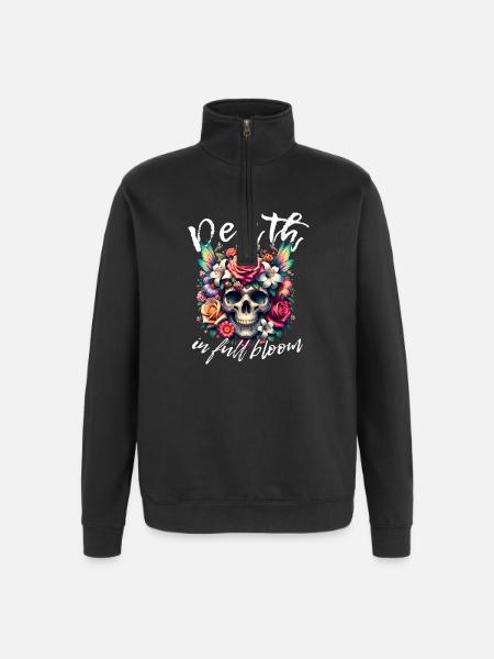 Fleurs Crâne Beauté Floraison - Sweat à zip 1/4 - noir