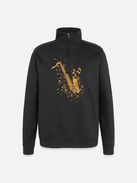 Saxophone Jazz Saxophonist Orchestra Musicians - Quarter-Zip Sweatshirt - black
