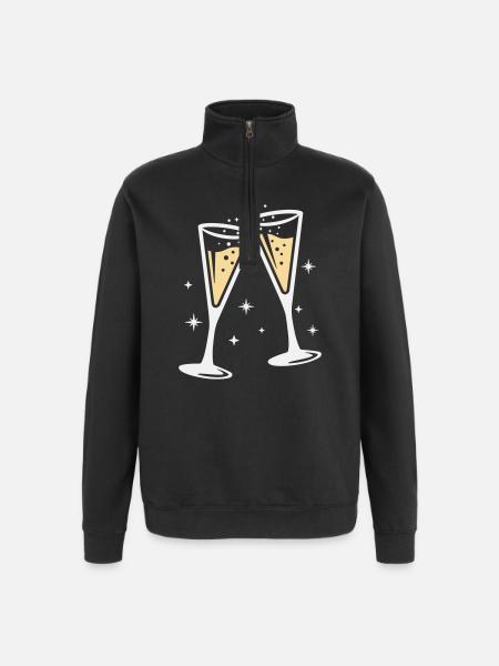 Sektglas Prosecco Sekt Alkohol Prost - Quarter-Zip Sweatshirt - black