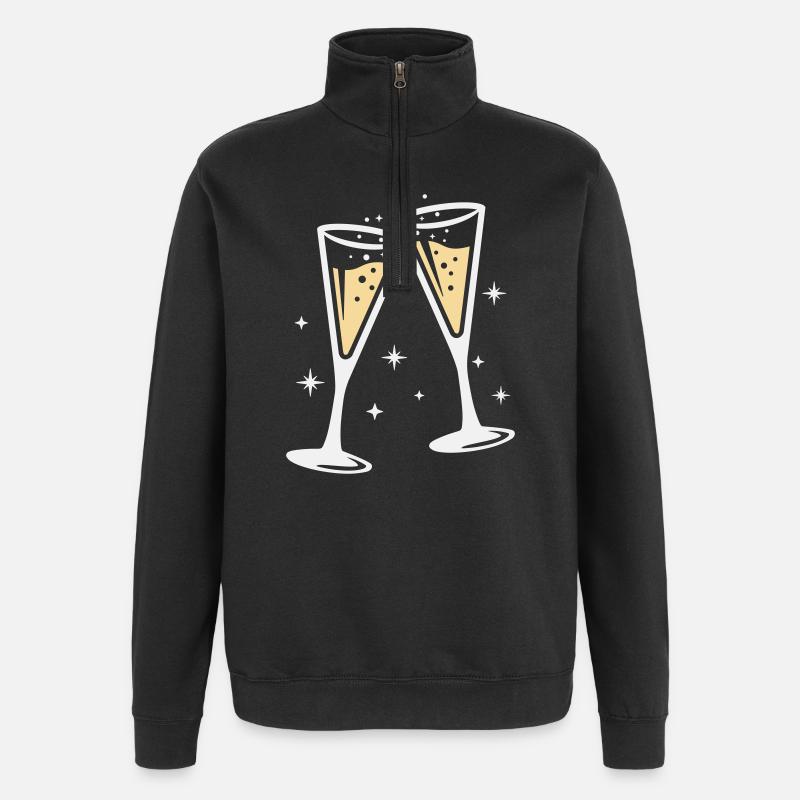 Sektglas Prosecco Sekt Alkohol Prost - Quarter-Zip Sweatshirt - black