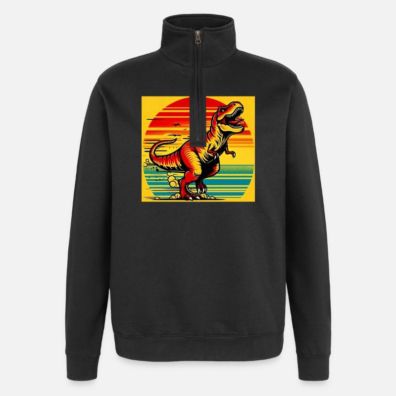 dinosaure - Sweat à zip 1/4 - noir