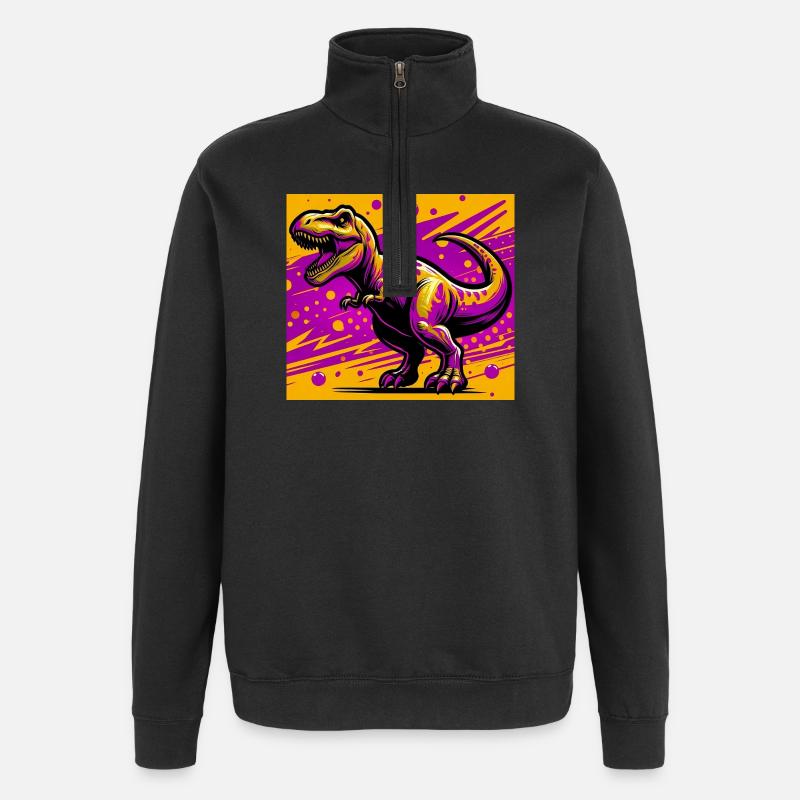 dinosaure - Sweat à zip 1/4 - noir