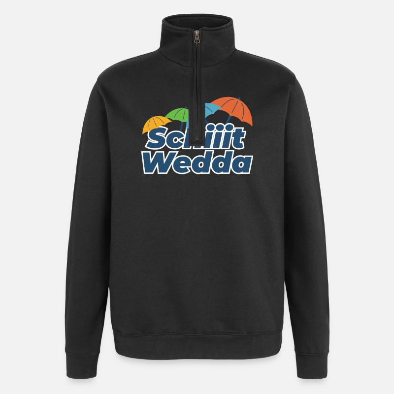 Farbige Regenschirme Comic Stil (Scheiß Wetter) - Quarter-Zip-Sweatshirt - Schwarz