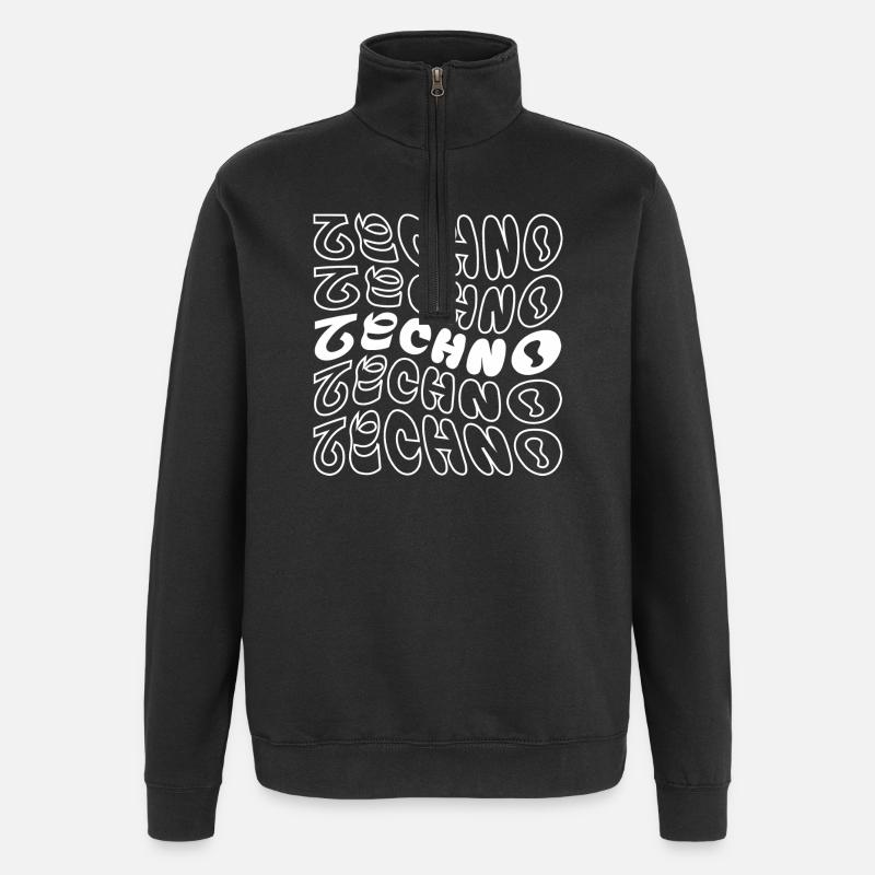 Geometrisches Techno-Logo-Design - Quarter-Zip-Sweatshirt - Schwarz