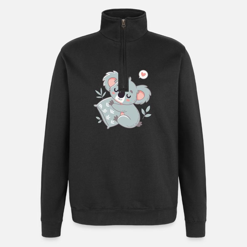 Koala Sweet Reading and Hugging - Quarter-Zip Sweatshirt - black