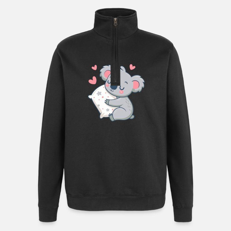 Cuddly Koala and Starry Pillow - Quarter-Zip Sweatshirt - black
