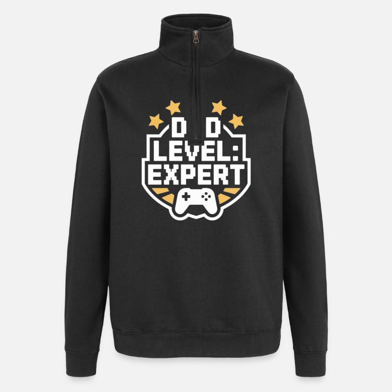 Papa Level Experte Gaming Shirt - Quarter-Zip-Sweatshirt - Schwarz