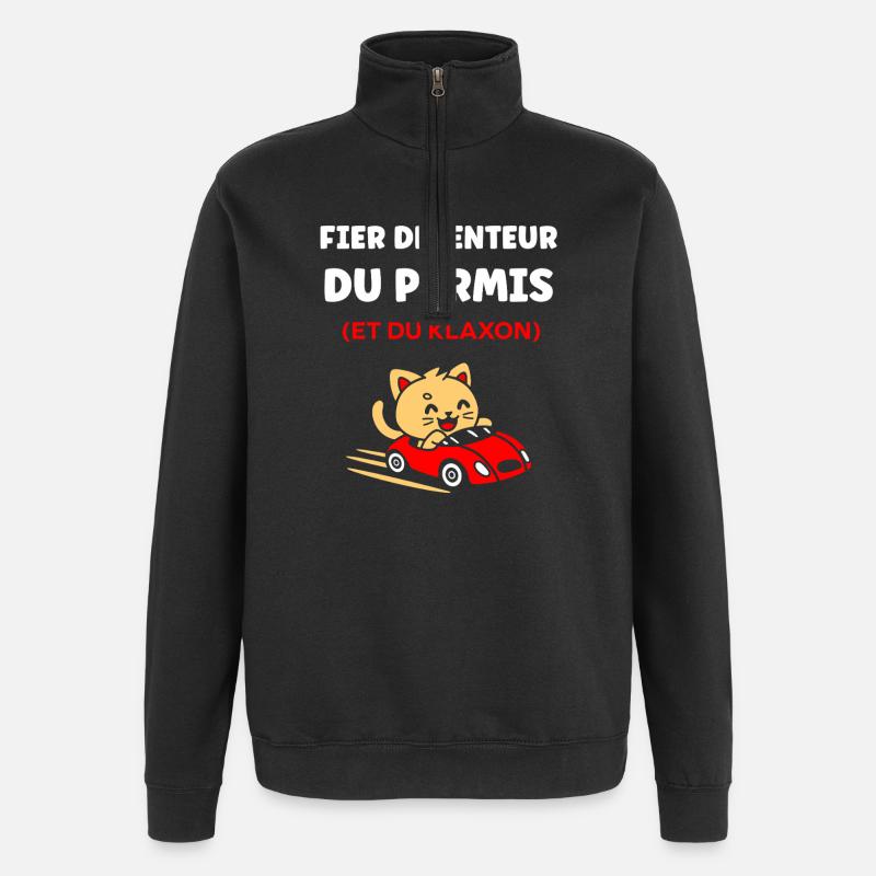 Humour permis de conduire - Sweat à zip 1/4 - noir