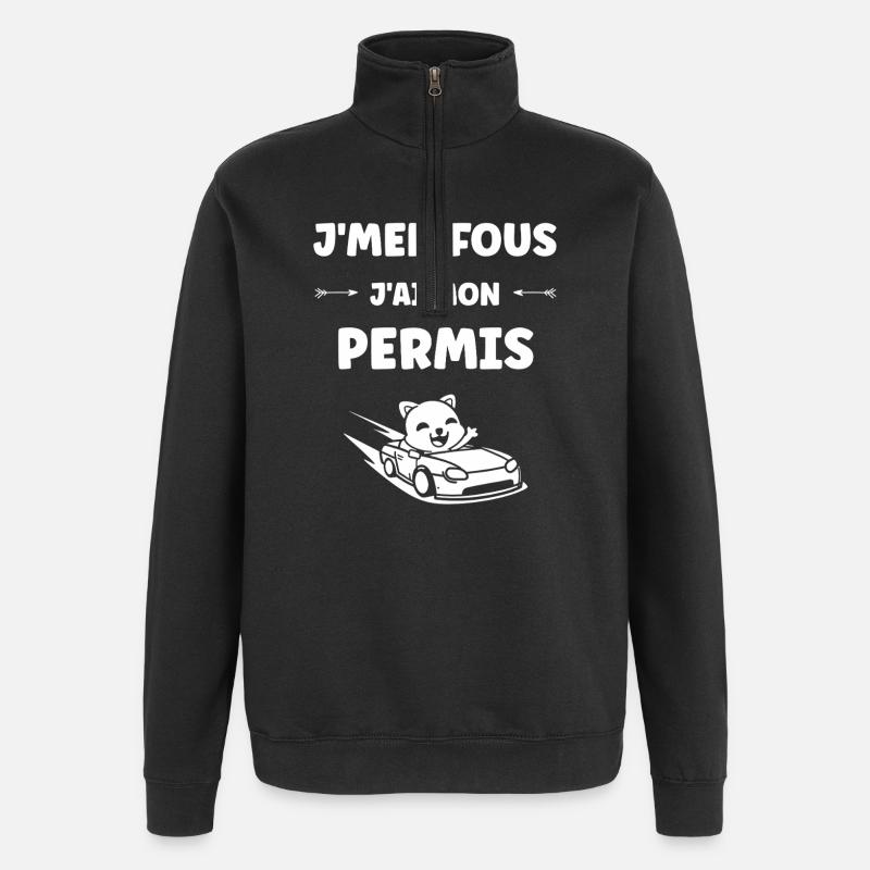 Führerschein-Humor - Quarter-Zip-Sweatshirt - Schwarz