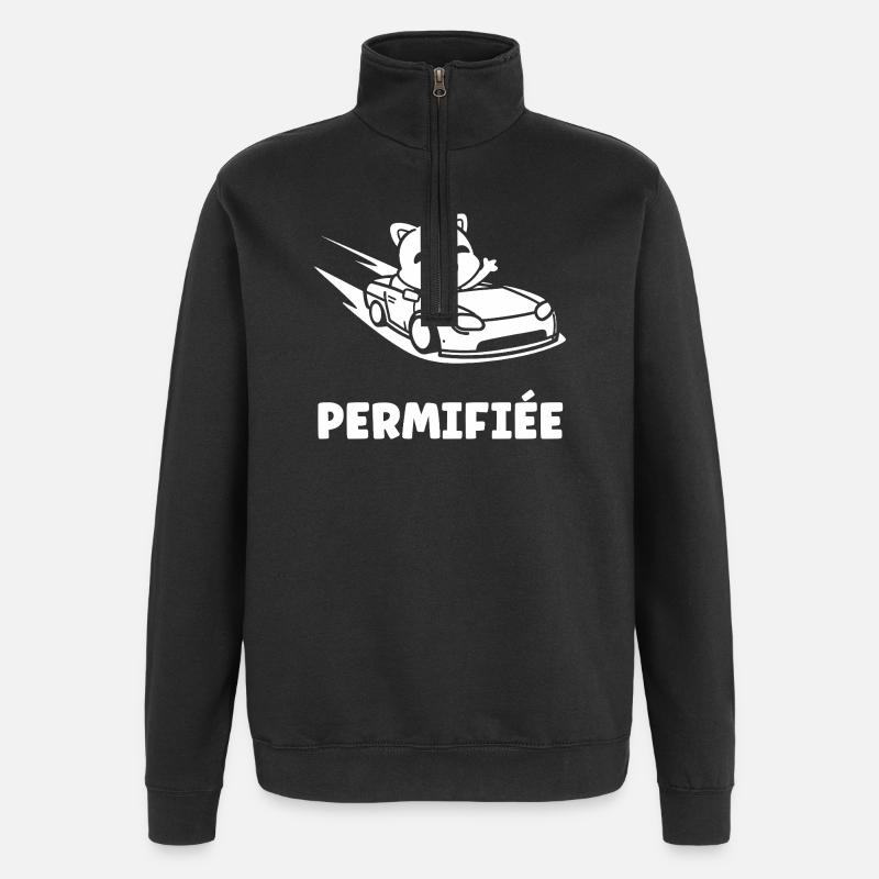 Führerschein-Humor - Quarter-Zip-Sweatshirt - Schwarz