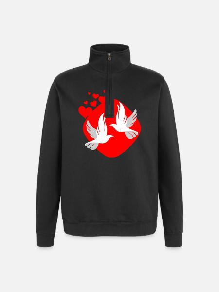 Dove of love on red background - Quarter-Zip Sweatshirt - black
