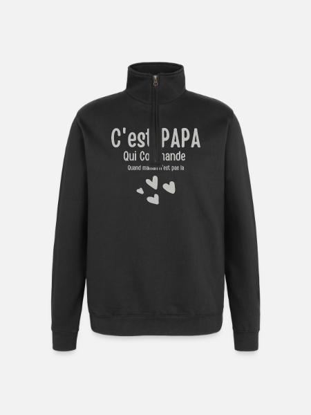 Het is papa die bestelt als mama afwezig is - Sweatshirt met 1/4-rits - zwart