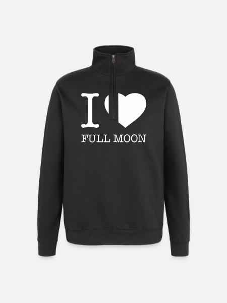 I love Full moon Vollmond - Quarter-Zip Sweatshirt - black