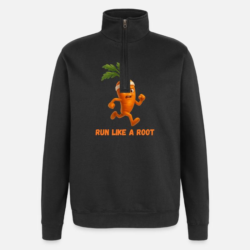 Cours comme une carotte - Sweat à zip 1/4 - noir